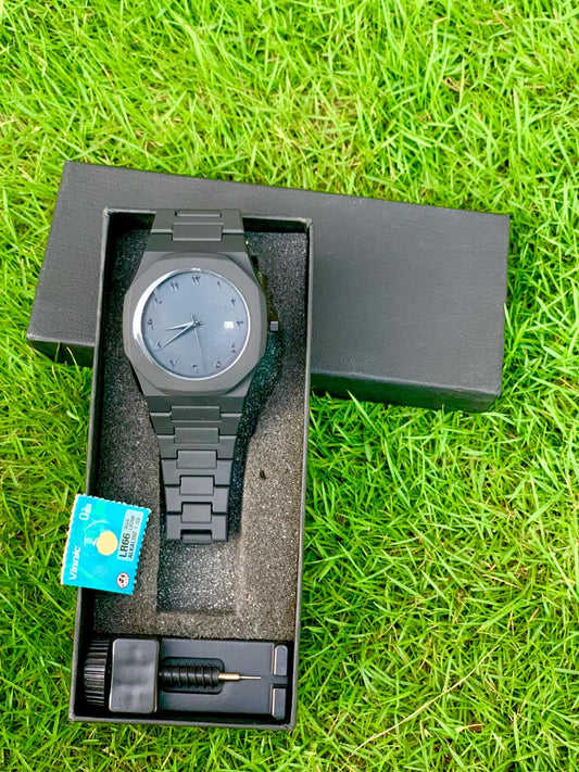 Black Aura – Luxury Matte Black Arabic Dial Watch