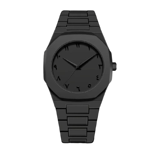 Black Aura – Luxury Matte Black Arabic Dial Watch